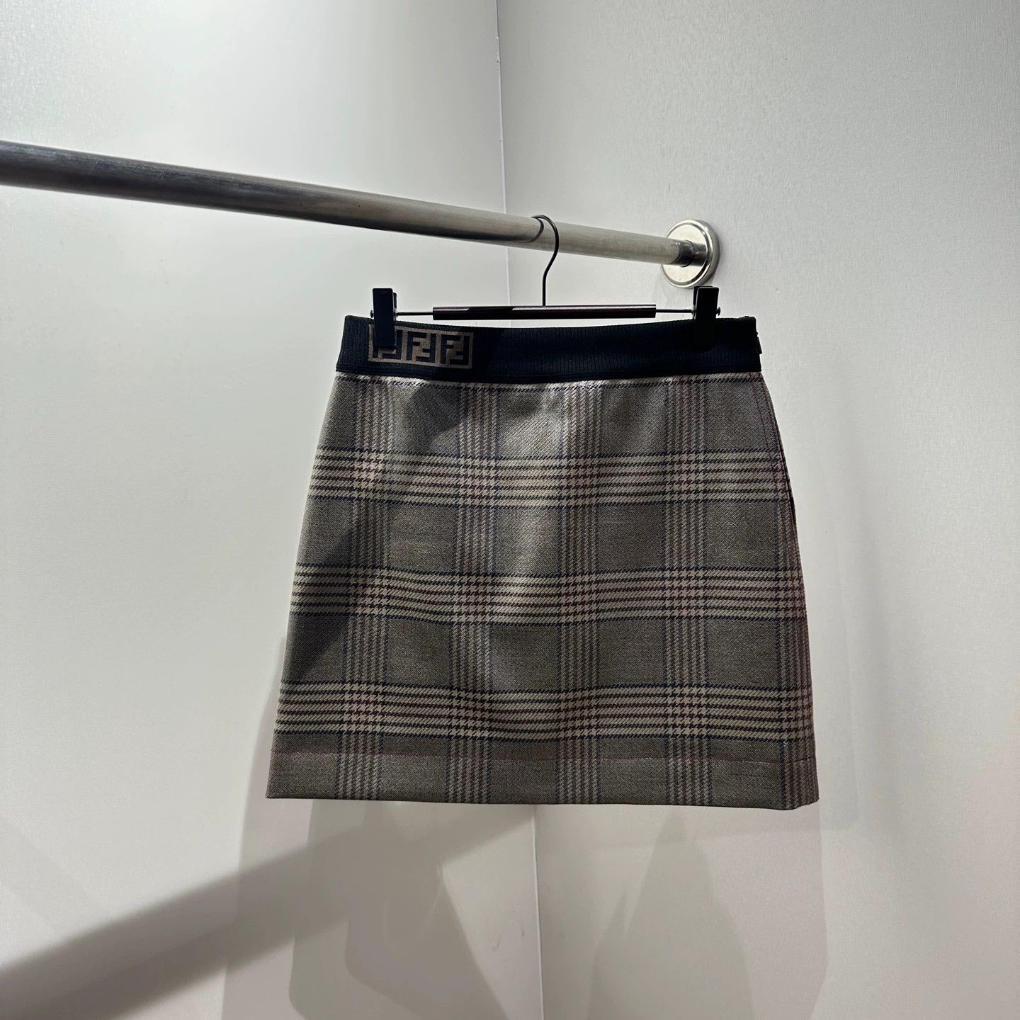 Fendi Fendi Double F Check Wool Paneled Skirt 40 Size 27" / US 4 / IT 40 - 1 Thumbnail