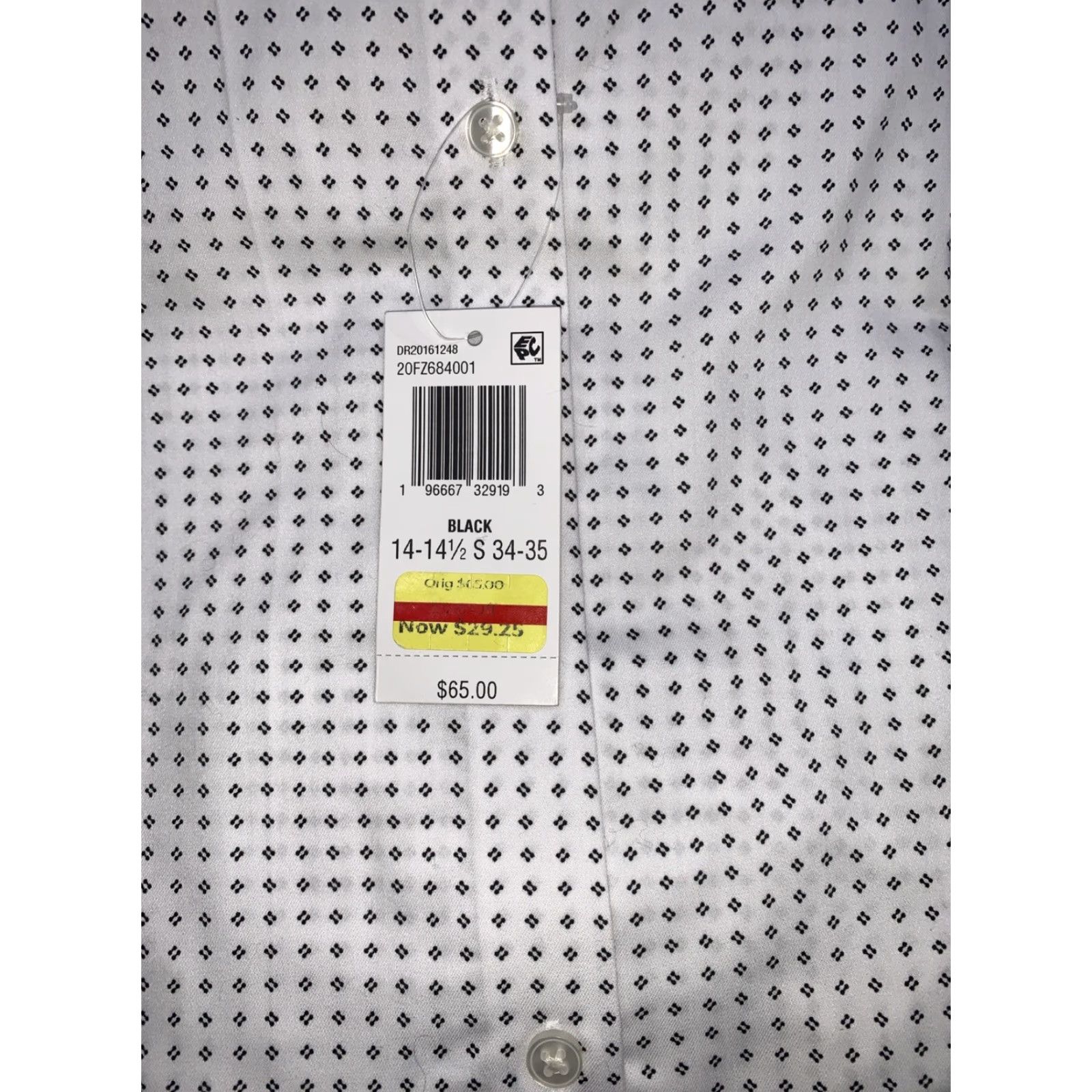 Van Heusen Van Heusen Dress Shirt Slim Fit Stretch 14- 14.5 NWT Men S White/Blue Geometric 34/35 Long Sleeve Button Collared Shirt Size 36R - 4 Thumbnail