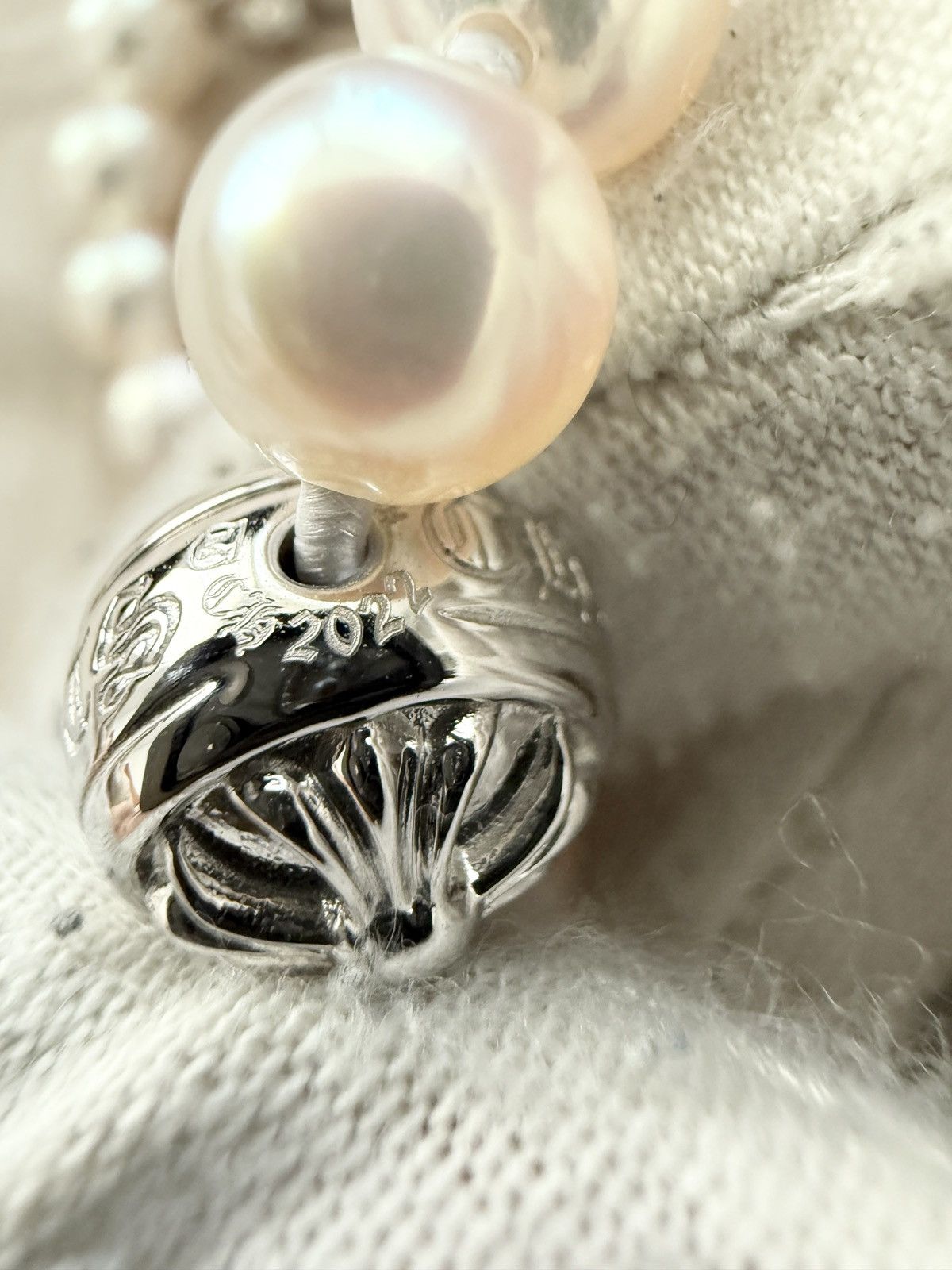 Chrome Hearts RARE! Chrome Hearts Mikimoto White Pearl Bracelet Size ONE SIZE - 11 Thumbnail
