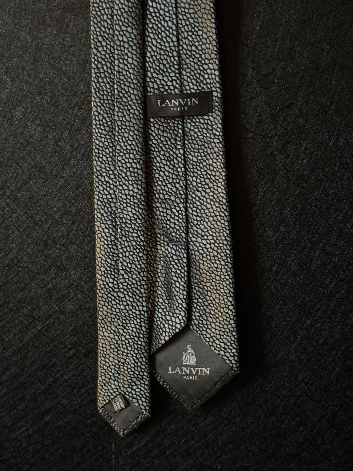 Lanvin Lanvin Silk Satin Pebble Patterned Tie Size ONE SIZE - 4 Thumbnail