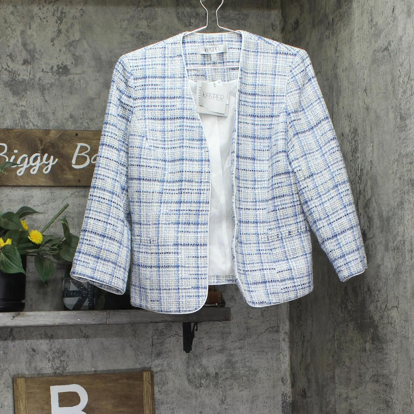 Other Nwt Kasper Tweed Blazer Jacket California Sky Blue Multi 8 Size M / US 6-8 / IT 42-44 - 1 Thumbnail
