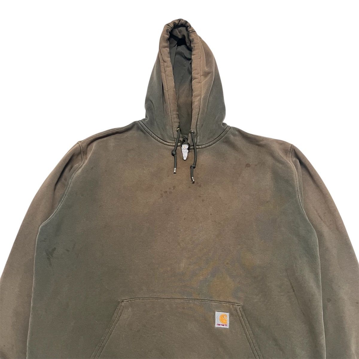 Carhartt Vintage 1990S Sun Faded Thrashed Olive Green Carhartt Hoodie Size US XL / EU 56 / 4 - 3 Thumbnail