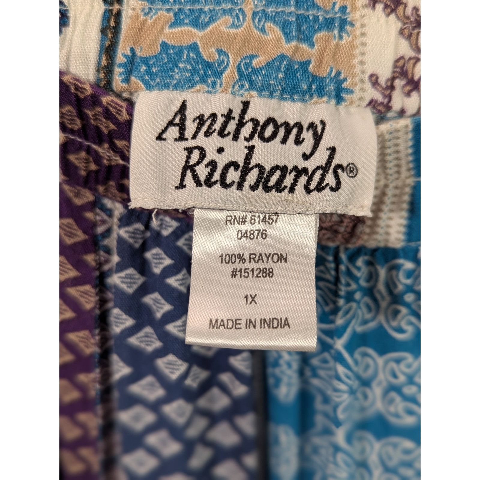Other Vintage Anthony Richards Boho XL Rayon Maxi Skirt Blue Size 38" / US 16 / IT 52 - 3 Thumbnail