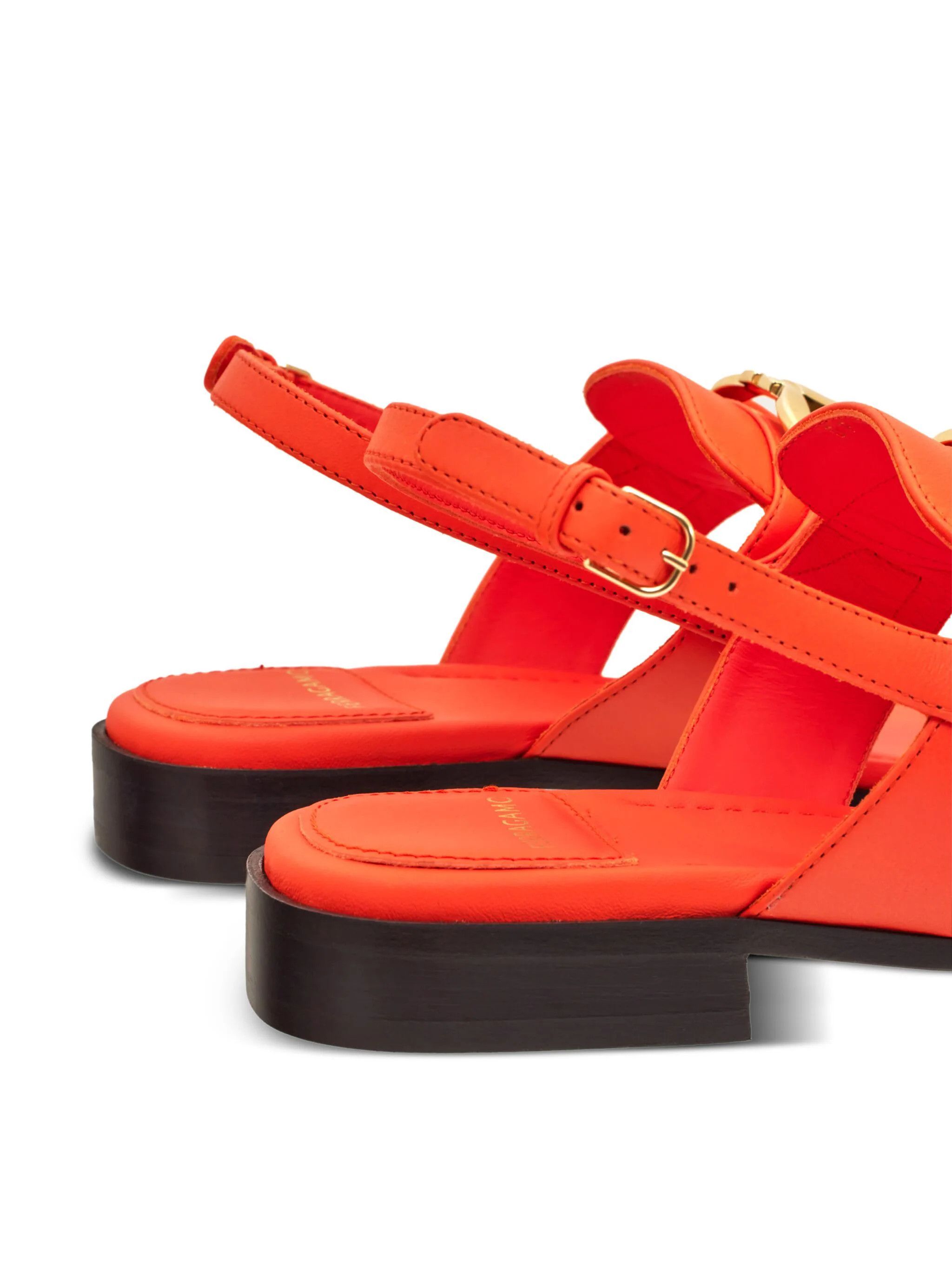 Salvatore Ferragamo o1s1rm0824 Lula Leather Flat Sandals in Orange Size US 7.5 / IT 37.5 - 3 Thumbnail