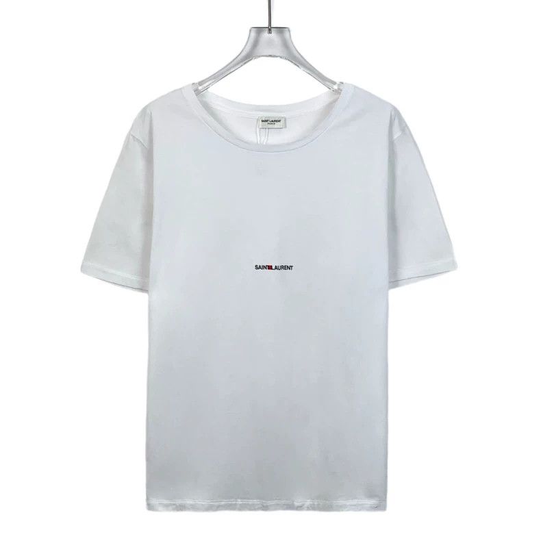 Saint Laurent Paris Saint Laurent White Logo printed cotton crewneck T-shirt 25 Size US S / EU 44-46 / 1 - 1 Thumbnail