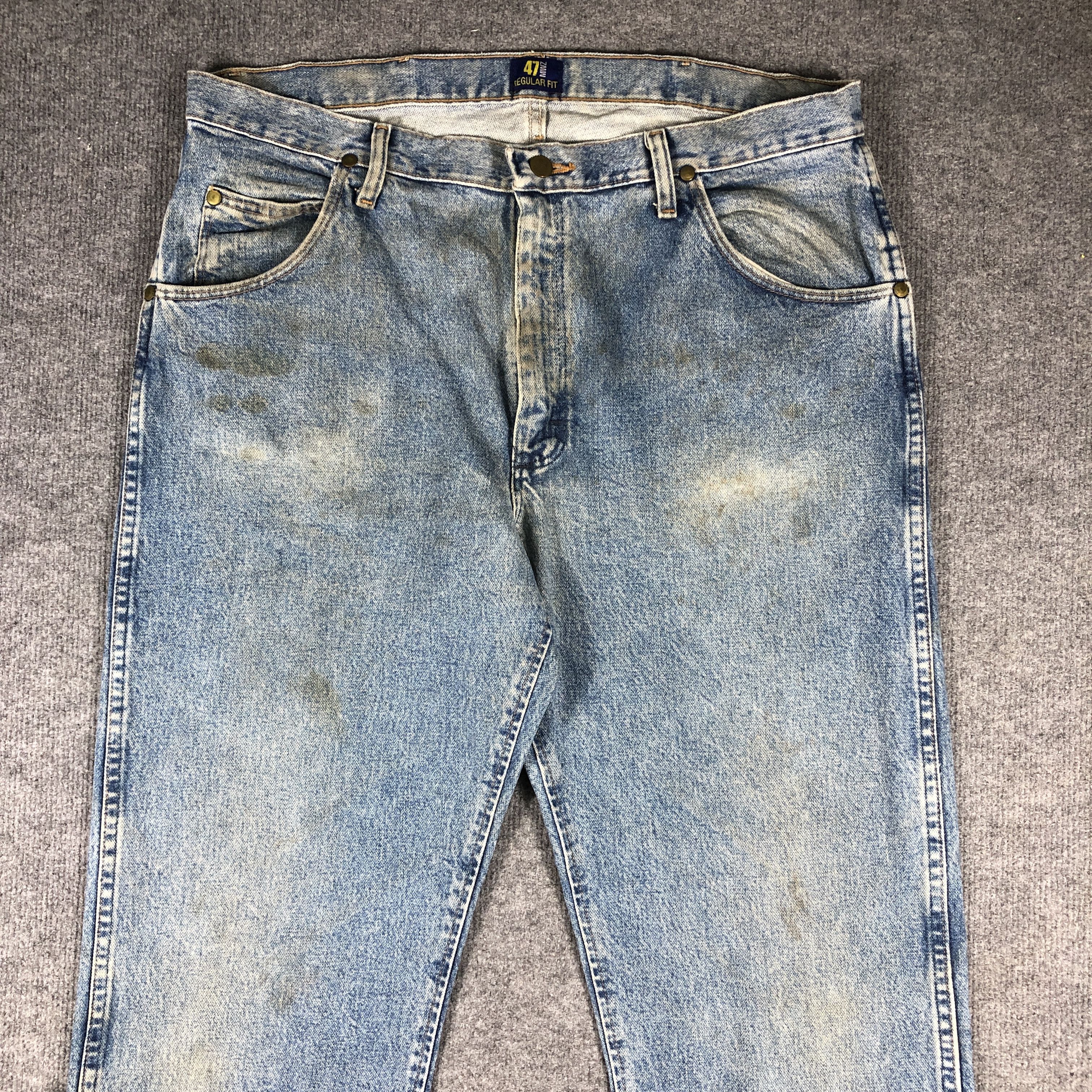 Vintage × Wrangler Vintage Wrangler 47 Regular Fit Light Blue Wash Jeans L654 Size US 38 / EU 54 - 2 Thumbnail