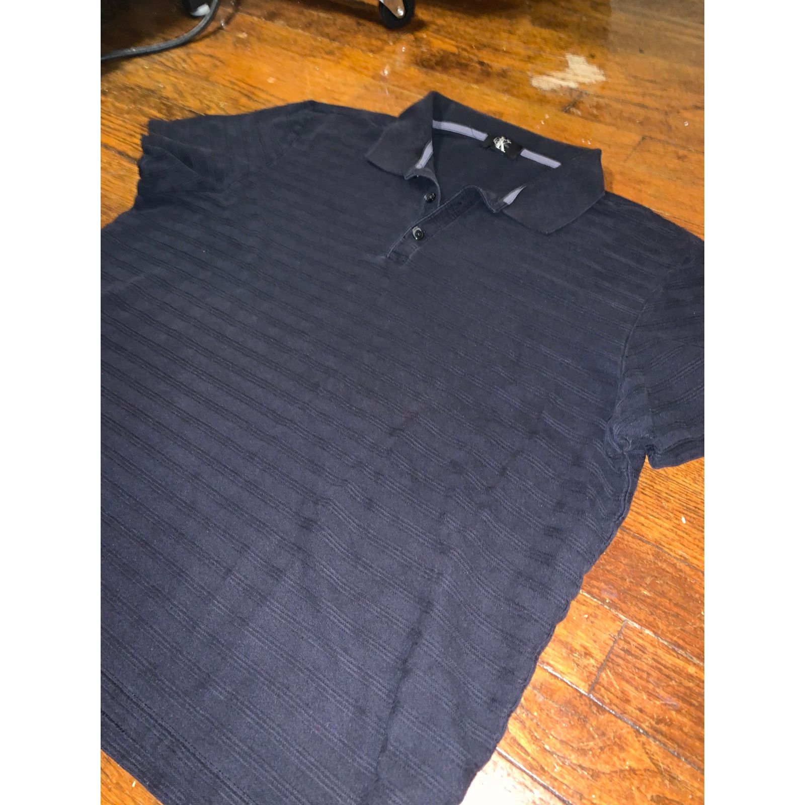 Calvin Klein Calvin Klein Slim Fit Polo Shirt Black Embossed Fabric Mens Size US L / EU 52-54 / 3 - 4 Thumbnail