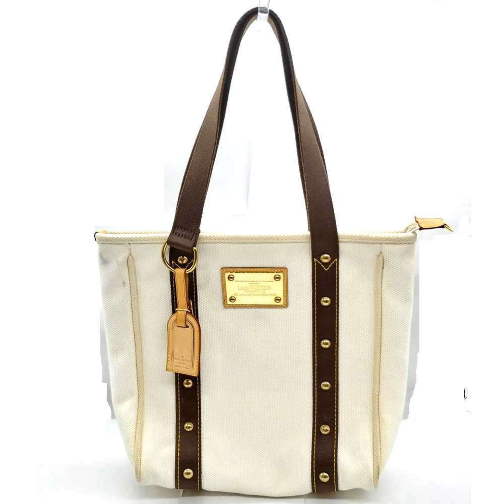 Louis Vuitton Louis Vuitton Antigua Cabas MM Tote Bag, Ecru, White and Brown Canvas, M40036, Women's, LOUISVUITTON Size ONE SIZE - 1 Thumbnail