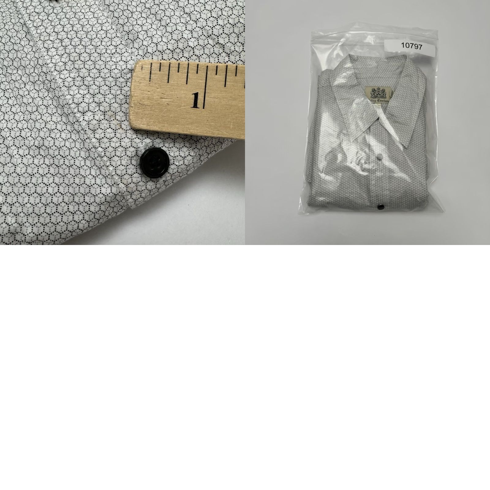 Juicy Couture Juicy Couture Mens Large Short Sleeve Button Up White Dotted Grid T Shirt Size US L / EU 52-54 / 3 - 8 Thumbnail