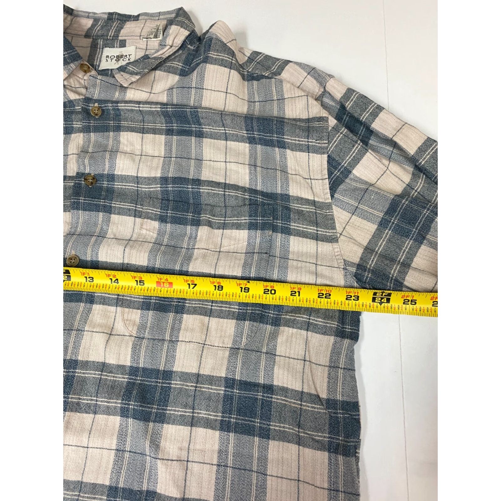 Vintage Robert Stock Mens Shirt Large beige plaid button down Size US L / EU 52-54 / 3 - 5 Thumbnail
