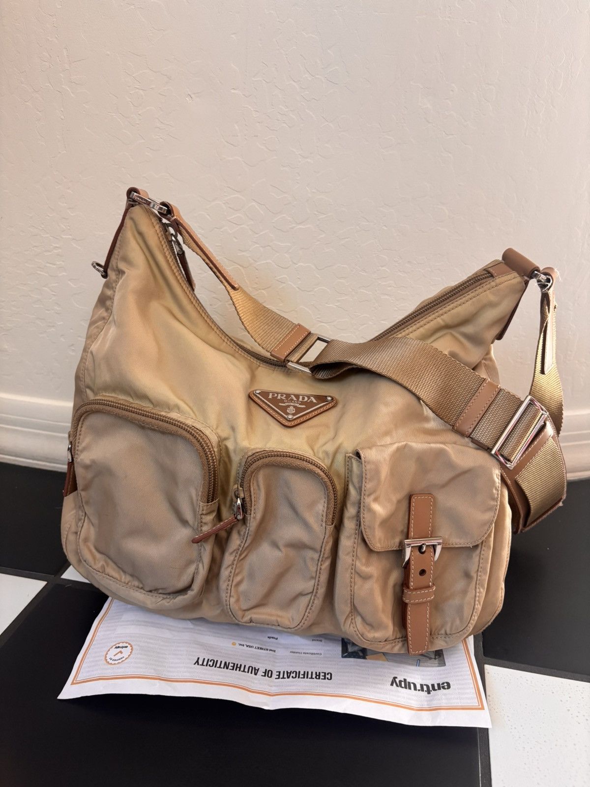 Prada PRADA beige nylon shoulder bag Size ONE SIZE - 1 Thumbnail