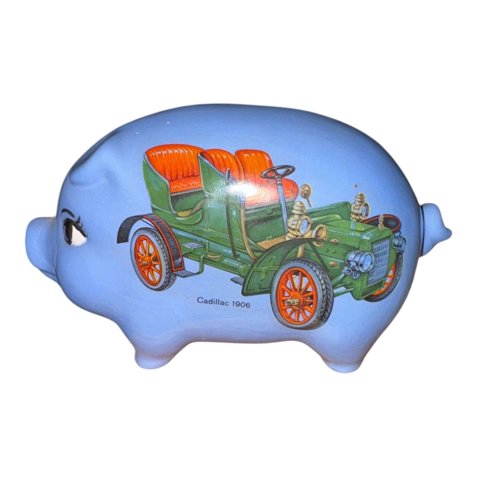 Unknown London Vintage Blue Piggy Bank with Classic Car Designs Size ONE SIZE - 3 Thumbnail