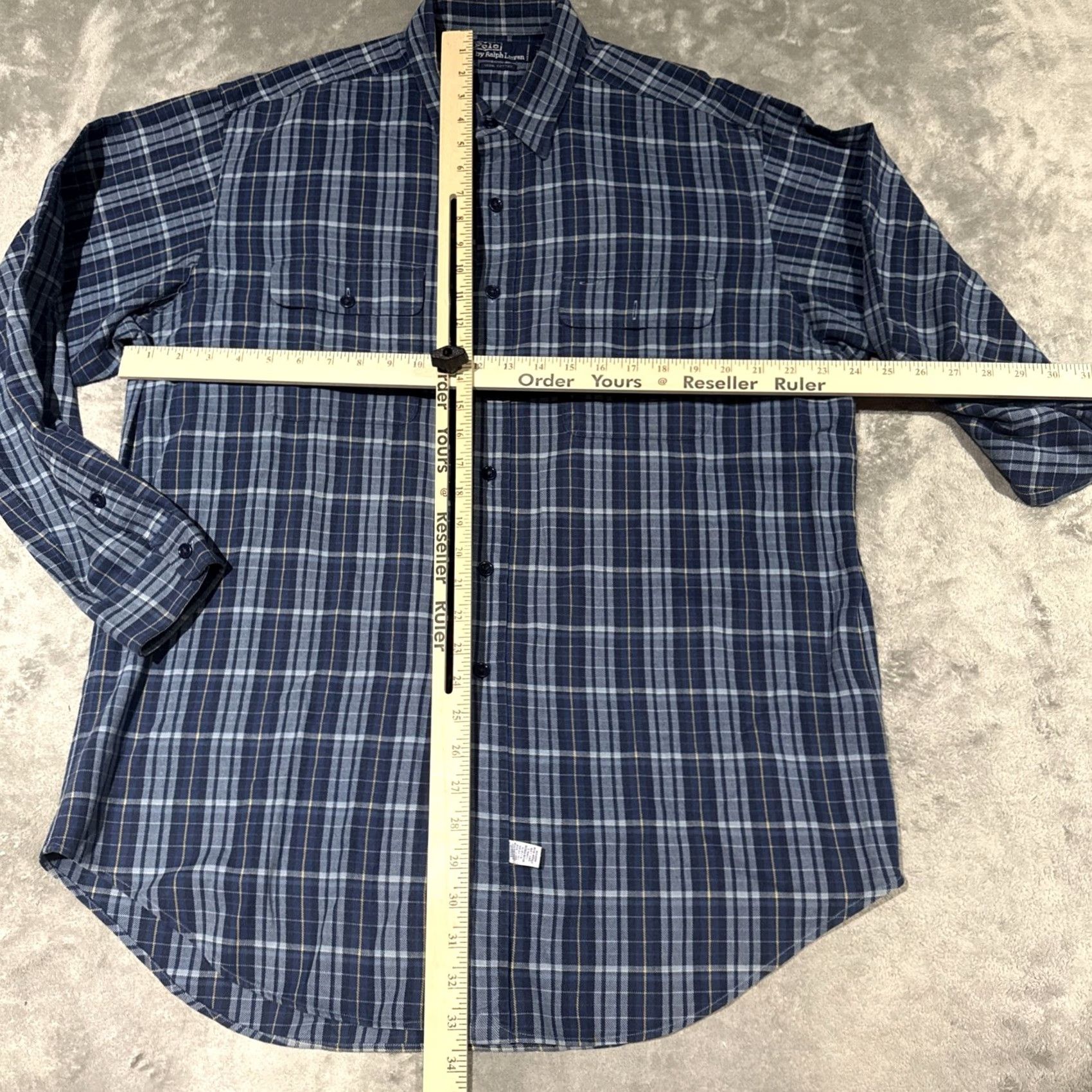 Polo Ralph Lauren VINTAGE Polo Ralph Lauren Button-Down Shirt Men's Flannel Large Blue Plaid Preppy Embroidered Cotton - (Note: Title trimmed to fit 200 chars) Size US L / EU 52-54 / 3 - 4 Thumbnail