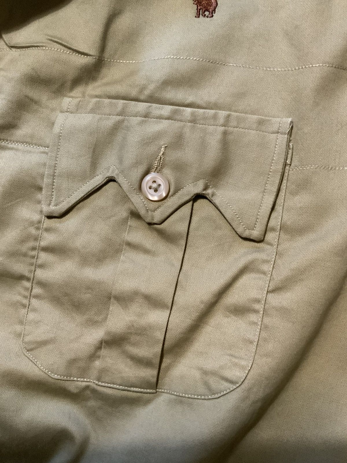 Vintage Vintage 60s 70s Khaki Workwear Sawtooth Button Shacket Shirt Size US L / EU 52-54 / 3 - 5 Thumbnail