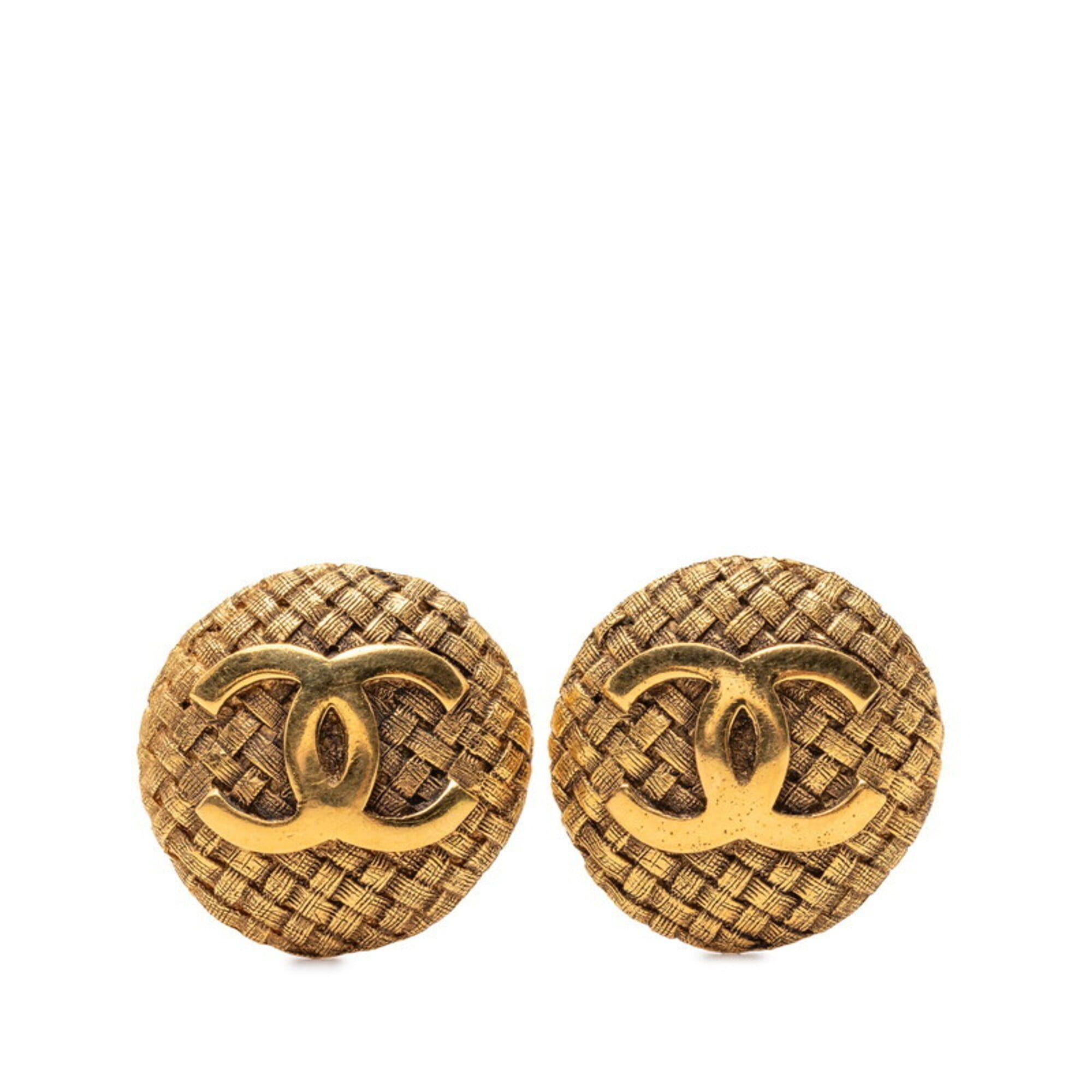 Chanel Chanel Vintage Coco Mark Braided Earrings, Gold Plated, Women's CHANEL Size ONE SIZE - 1 Thumbnail