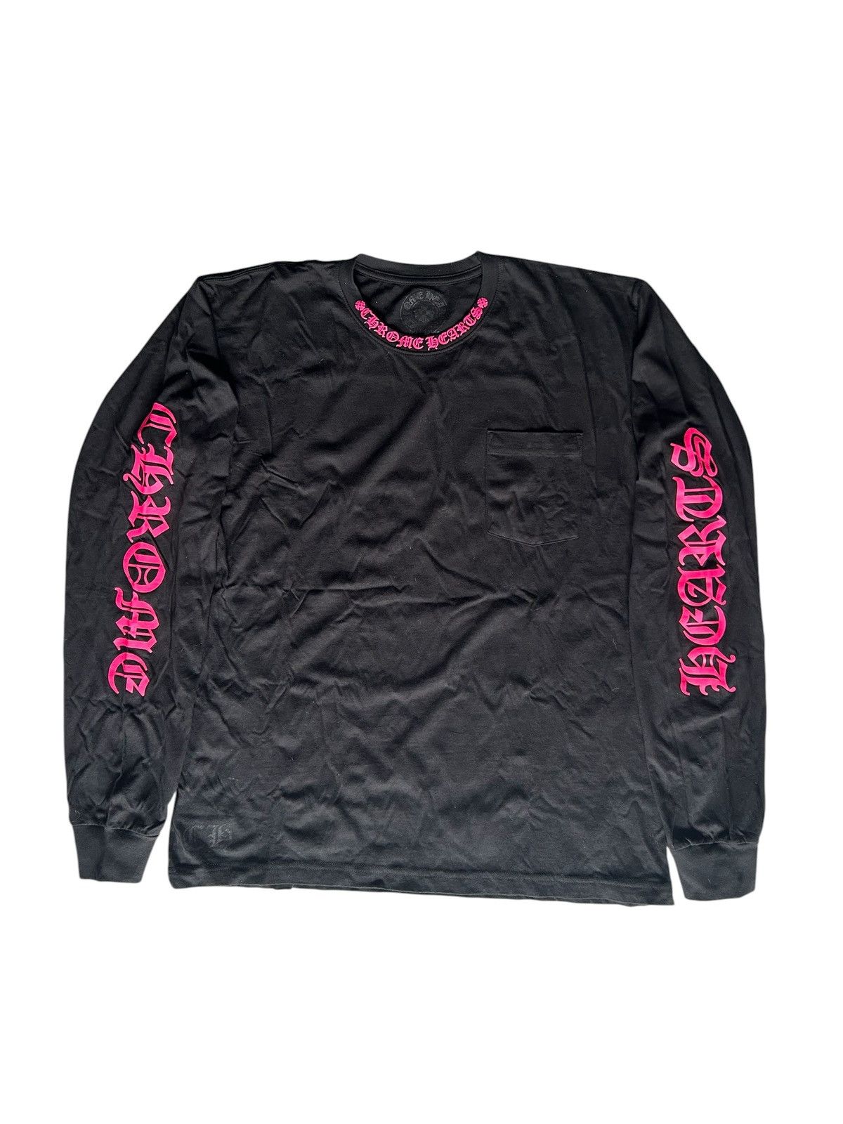 Chrome Hearts Chrome Hearts Neck Black Long Sleeve T Shirt Pink