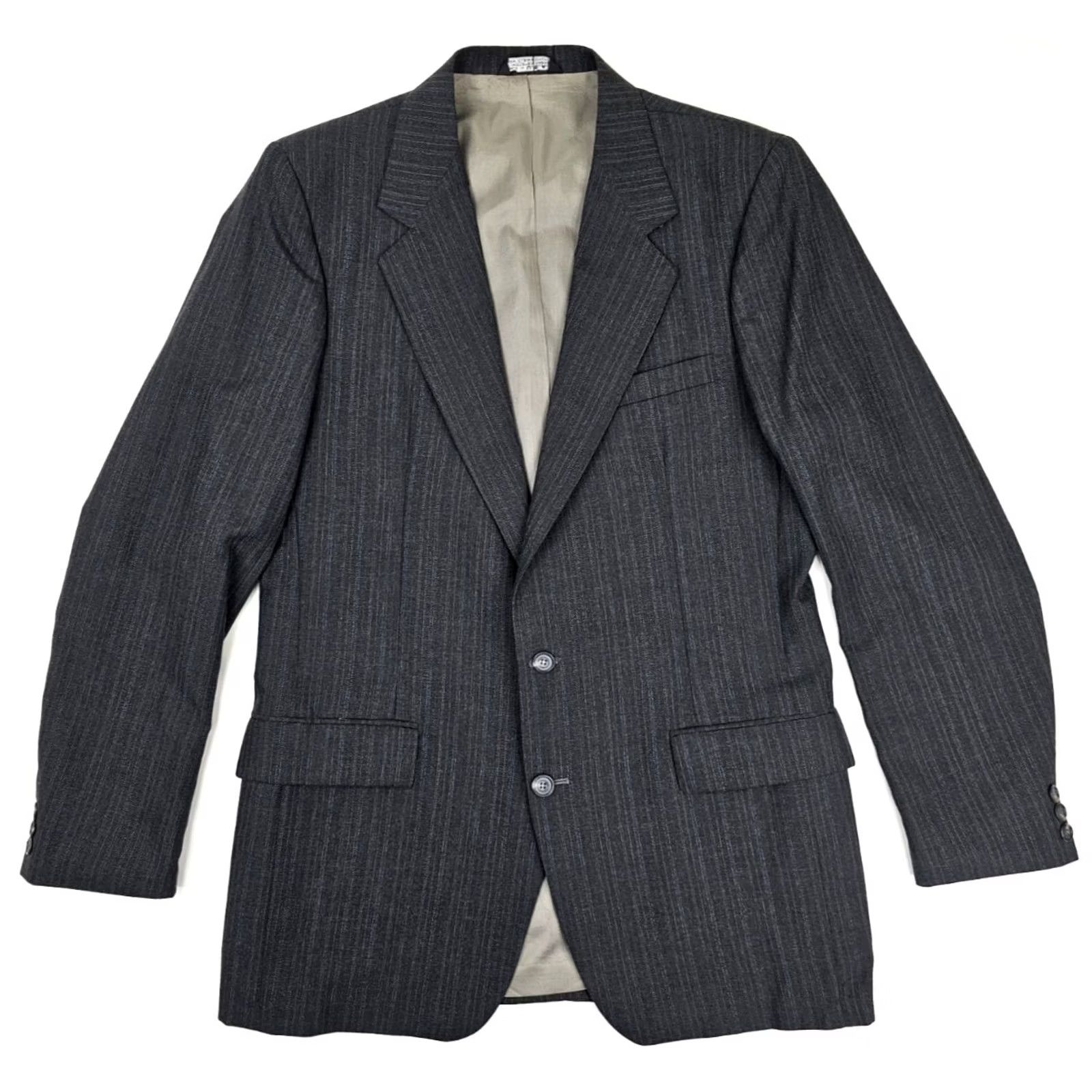 Vintage Sergio Valente 2 Piece Wool Lined Suit Men’s Jacket 40R Pants 34x31 Gray Pinstripe Size 40R - 3 Thumbnail