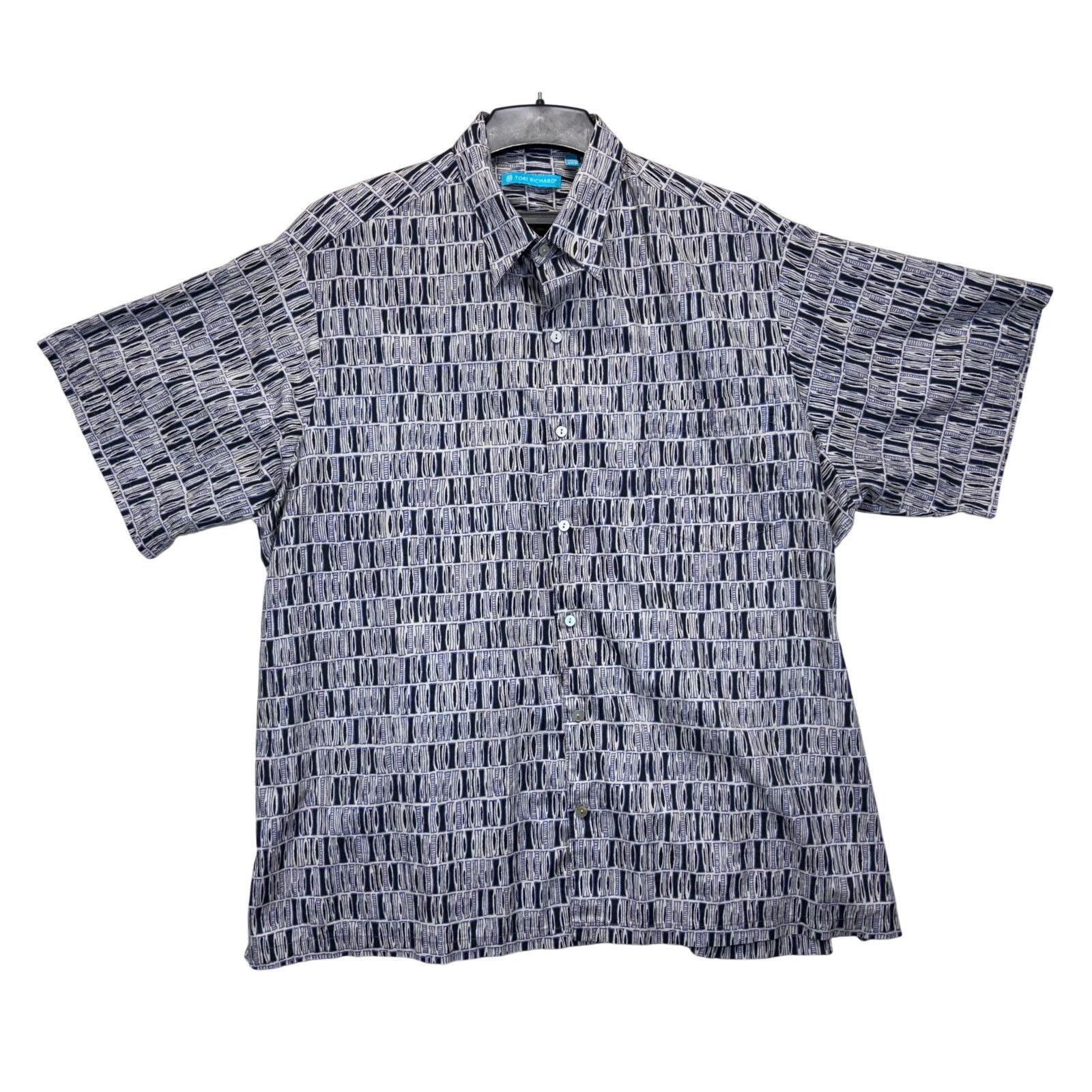 Tori Richard Tori Richard Hawaiian Shirt Abstract Print Short Sleeve Blue Size US XXL / EU 58 / 5 - 1 Thumbnail