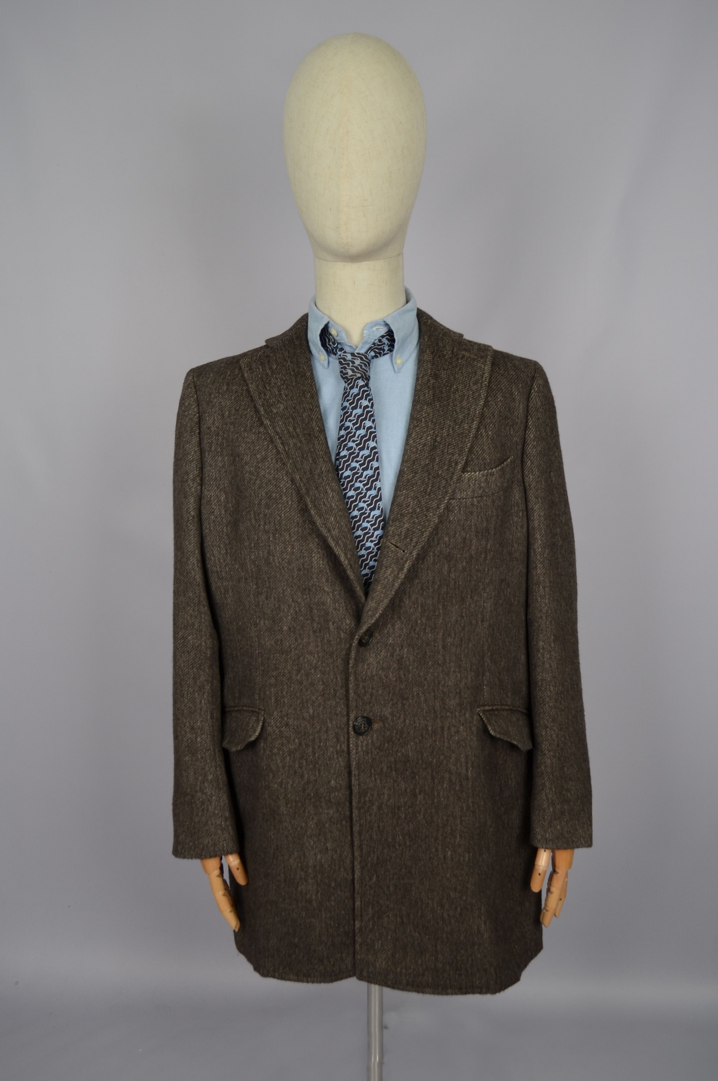 Designer × Tonello Tonello Alpaca Wool Cashmere Herringbone Brown Coat 54/L Size US L / EU 52-54 / 3 - 2 Thumbnail