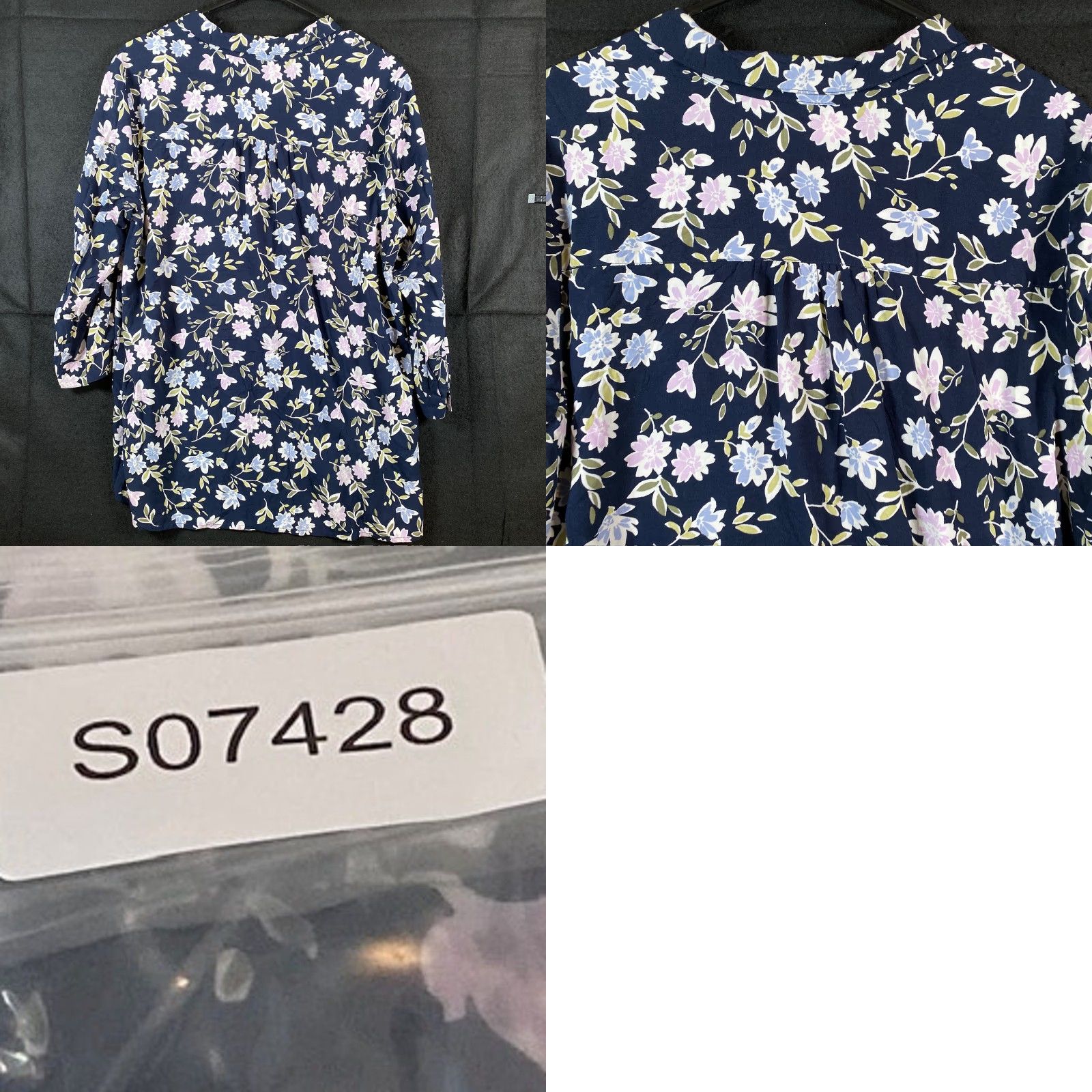 J. Jill Womens J.Jill Blouse Blue Multi Floral Button Down Long Sleeve Rayon Large L Regular Tie Die? Size L / US 10 / IT 46 - 9 Thumbnail