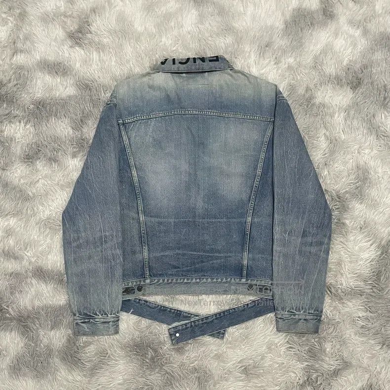Balenciaga Balenciaga Collar Embroidered Logo Destroyed Hem Denim Jac Size XS / US 0-2 / IT 36-38 - 2 Thumbnail