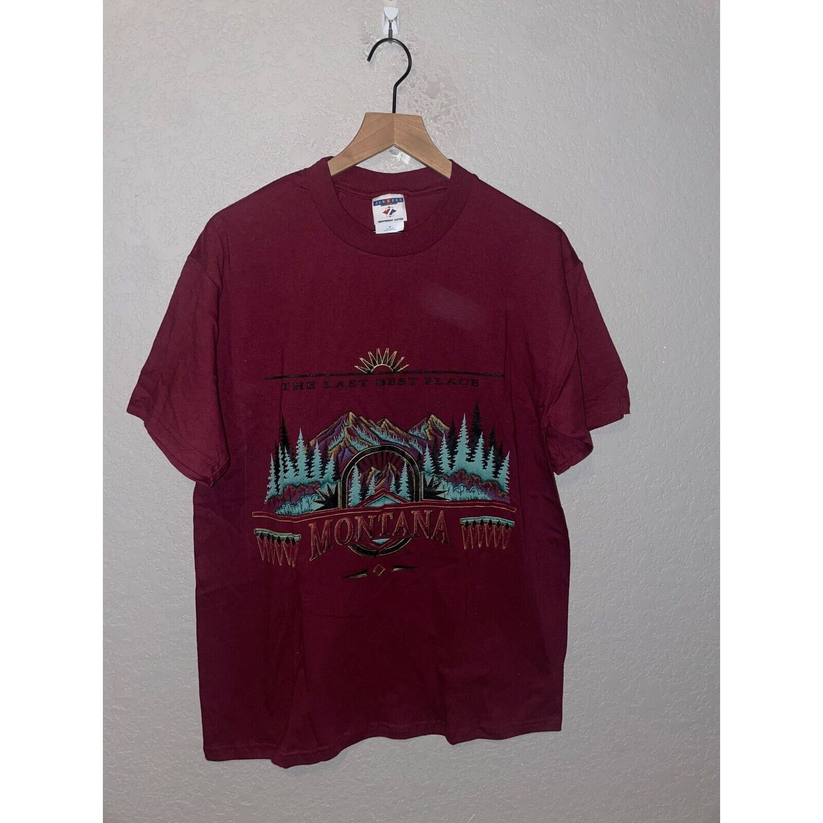 Jerzees Vintage Montana Red Shirt The Last best Place Tee VTG 90s M Size US M / EU 48-50 / 2 - 1 Thumbnail