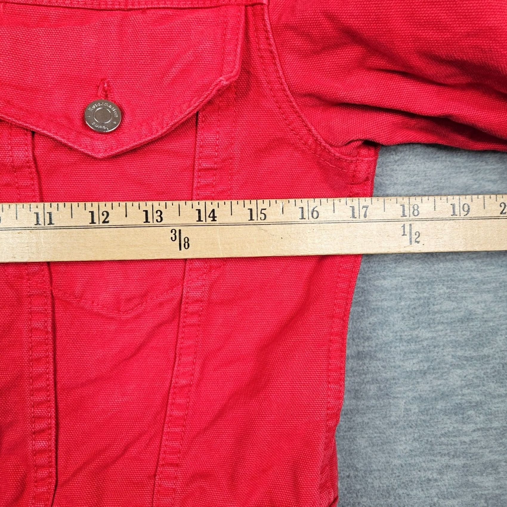 Reformation Reformation Denim Jacket Women's Cherry Red Button-up Cropped Ford Size M Shirt Adult Regular Red 90s? Size M / US 6-8 / IT 42-44 - 5 Thumbnail