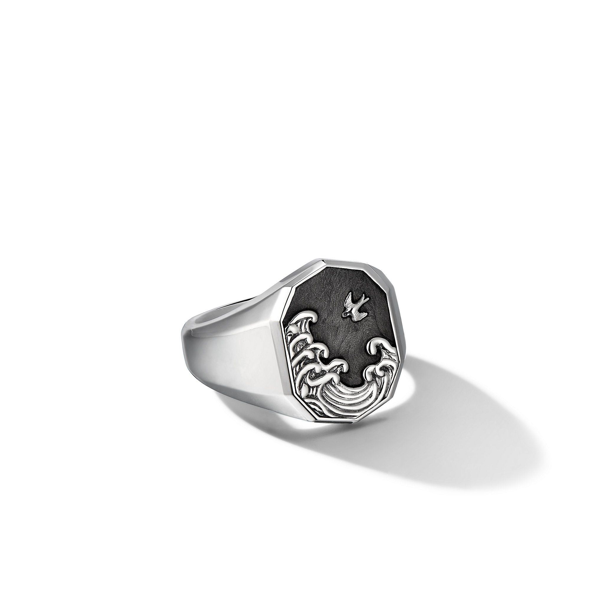 David Yurman o1w1db10325 Size:OS/ Waves Signet Ring in Silver Size ONE SIZE - 1 Thumbnail