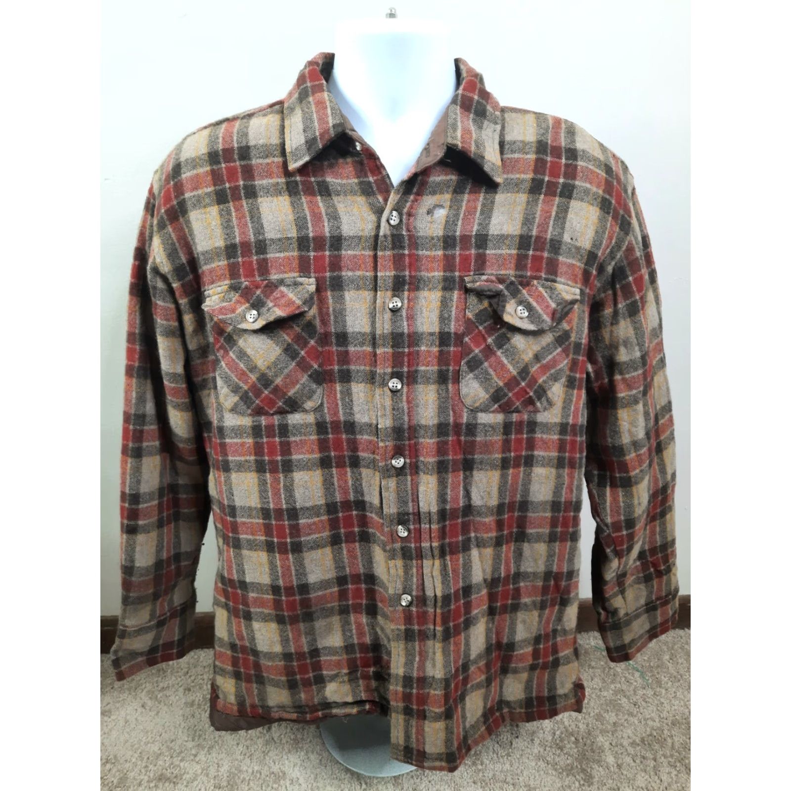 Vintage VINTAGE Northwest Territory Coat Shirt Plaid Flannel Wool Quilted Brown Blue Mens L XL? Size US L / EU 52-54 / 3 - 3 Thumbnail