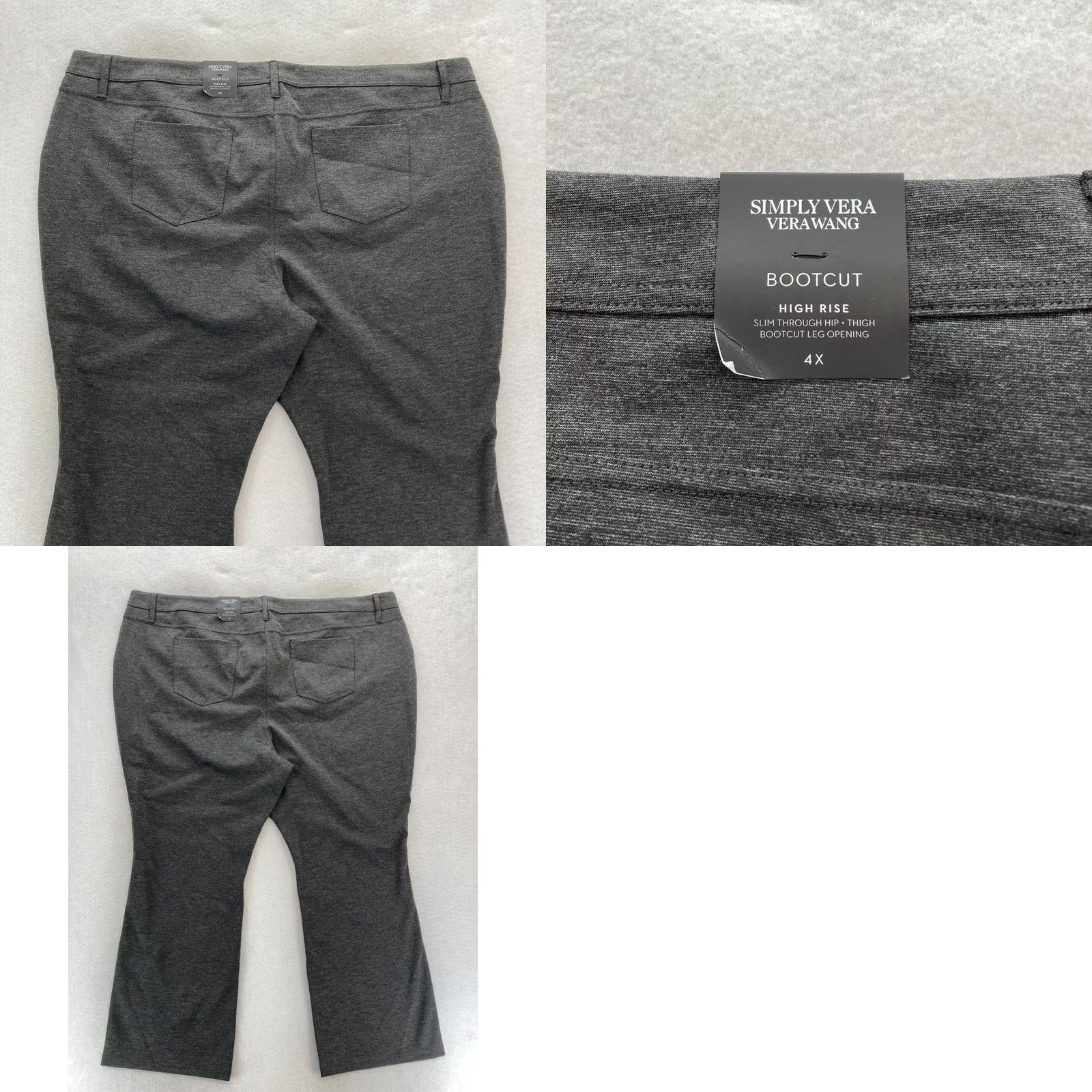 Vintage Simply Vera Vera Wang Bootcut Pants Women's Plus 4X Dark Gray Stretch High Rise Bootcut Pants 4X Womens Gray Stretch High Rise Size 40" / US 18 - 9 Thumbnail