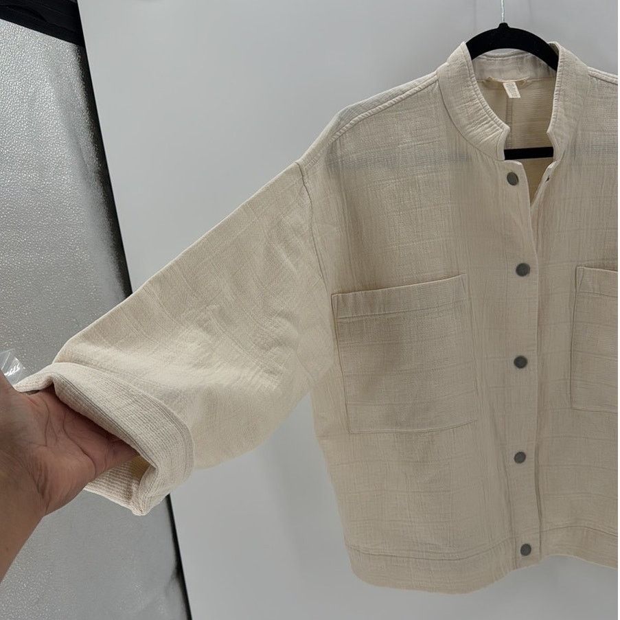 Eileen Fisher Eileen Fisher Ivory Cotton mandarin collar oversized Jacket Size S / US 4 / IT 40 - 5 Thumbnail