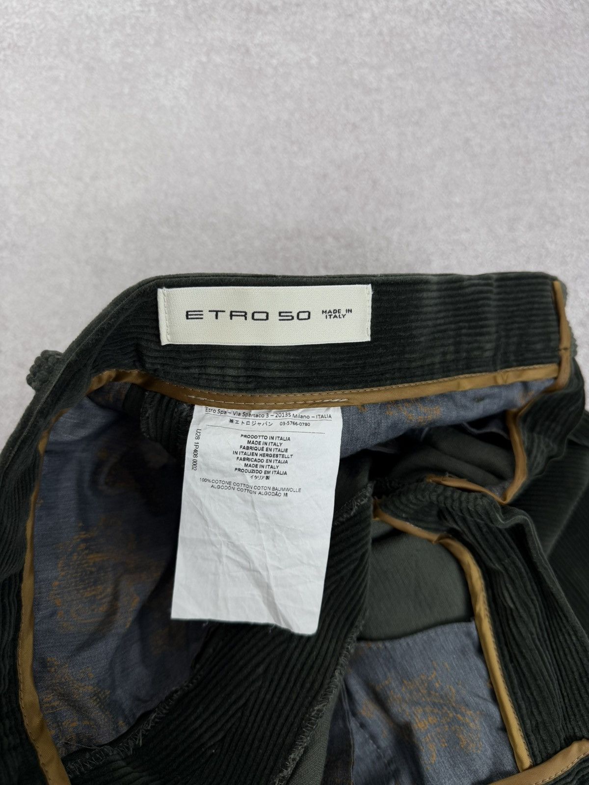 Etro Etro Men’s Corduroy Pants Dark Green Velvet Trousers Size 50 Size US 33 - 7 Thumbnail