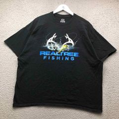 Realtree Real Tree Fishing T-Shirt Mens Medium M Short Sleeve Crew Neck  Graphic Logo Navy