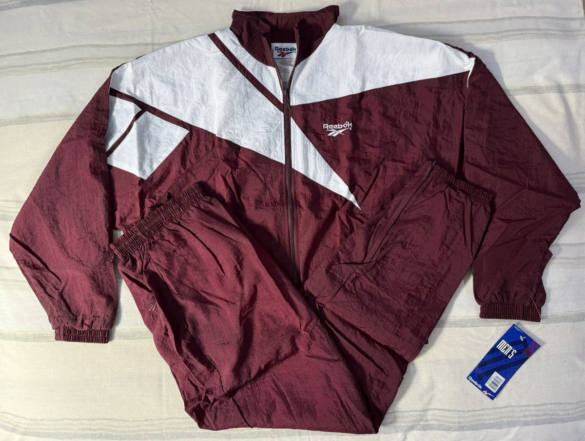 Reebok Vintage 1990s Reebok Warmup Full Tracksuit Maroon Size L Size US L / EU 52-54 / 3 - 2 Thumbnail