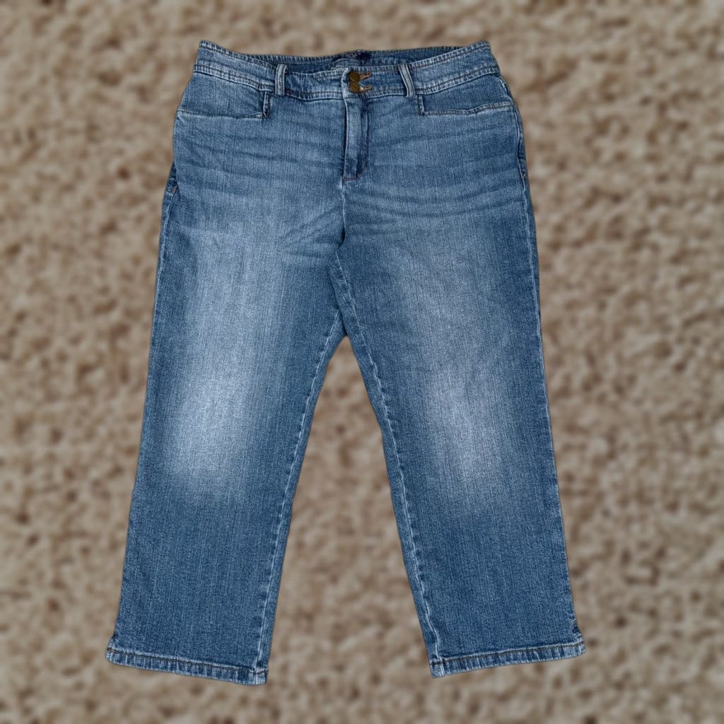 Chaps Chaps Jeans Women 10P Petite 29x20 Blue Denim Capri Crop Mid Rise Cotton Blend Size 32" / US 10 / IT 46 - 1 Thumbnail
