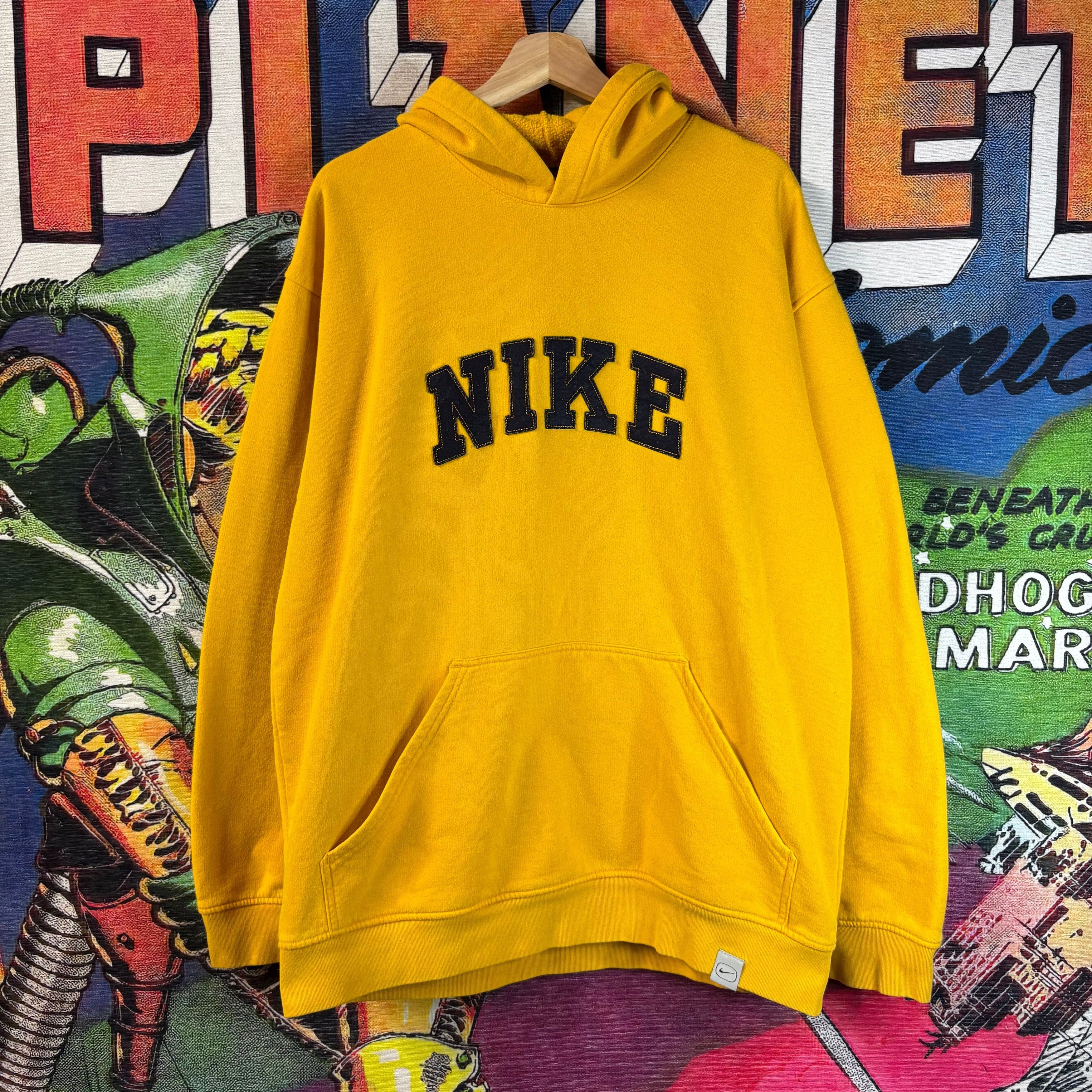 Nike Y2K Nike Yellow Spellout Logo Hoodie Size XL Size US XL / EU 56 / 4 - 1 Thumbnail