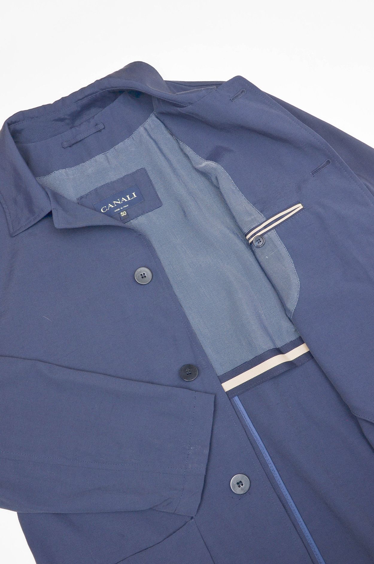 Canali Canali Navy Blue Cotton-Blend Chore Jacket size 50 Size US M / EU 48-50 / 2 - 10 Thumbnail