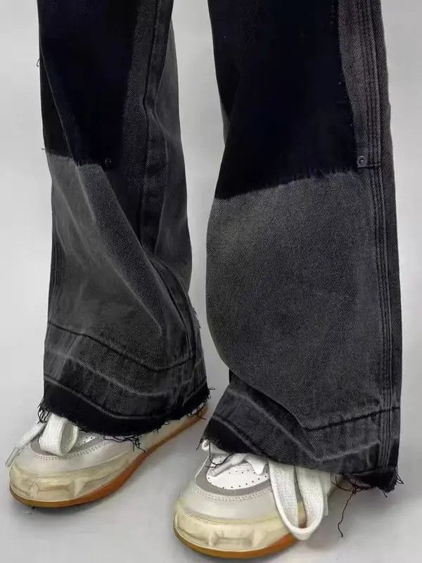 VIBE Vintage style washed irregular patchwork micro flare jeans Size US 34 / EU 50 - 4 Thumbnail
