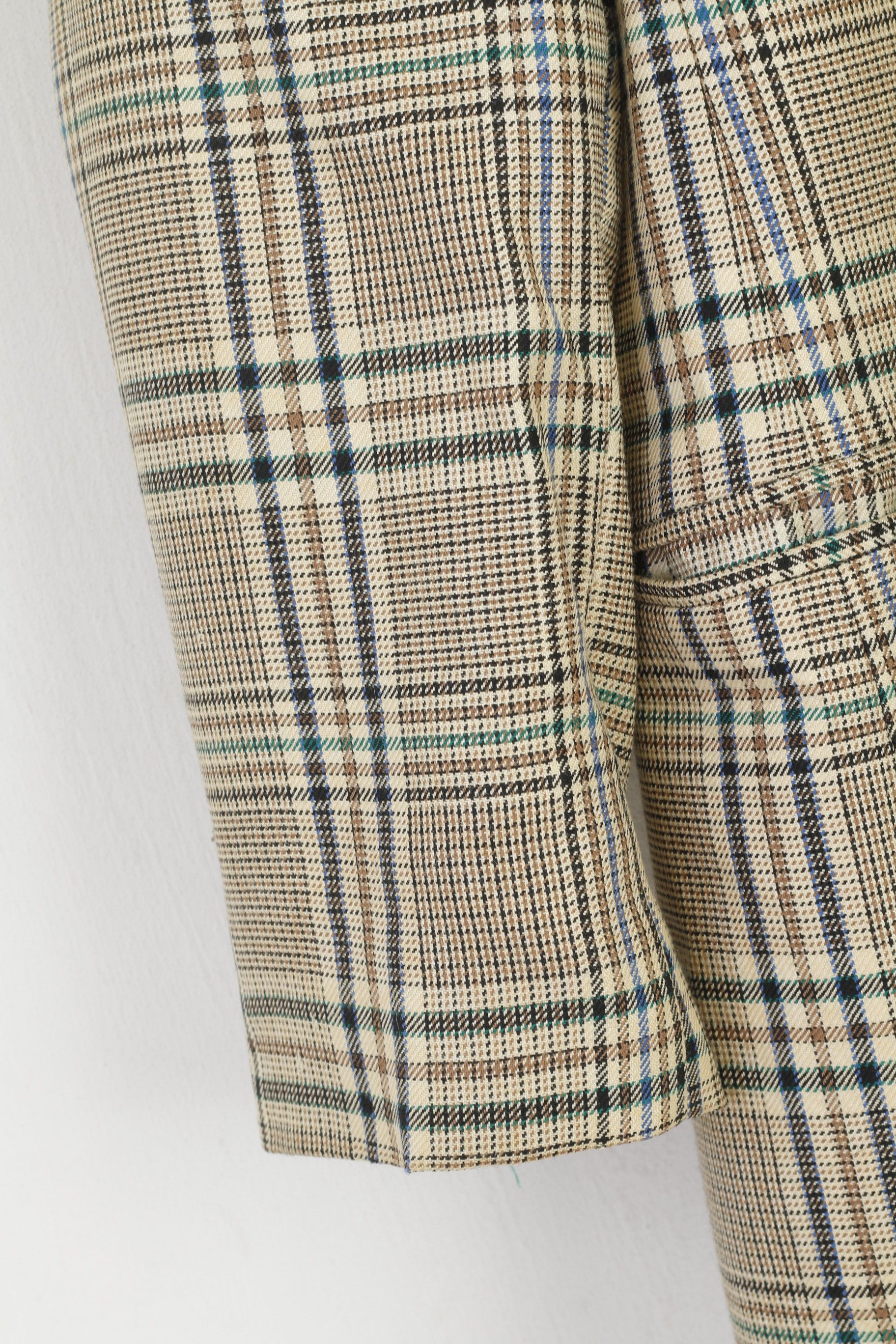 Vintage Sebastiano Women 42 XL Blazer Beige Wool Check 6220 Size L / US 10 / IT 46 - 7 Thumbnail