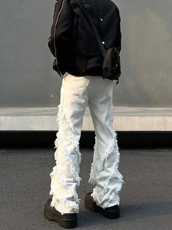 Vintage Opium White Distressed Denim Jeans Size US 30 / EU 46 - 3 Thumbnail