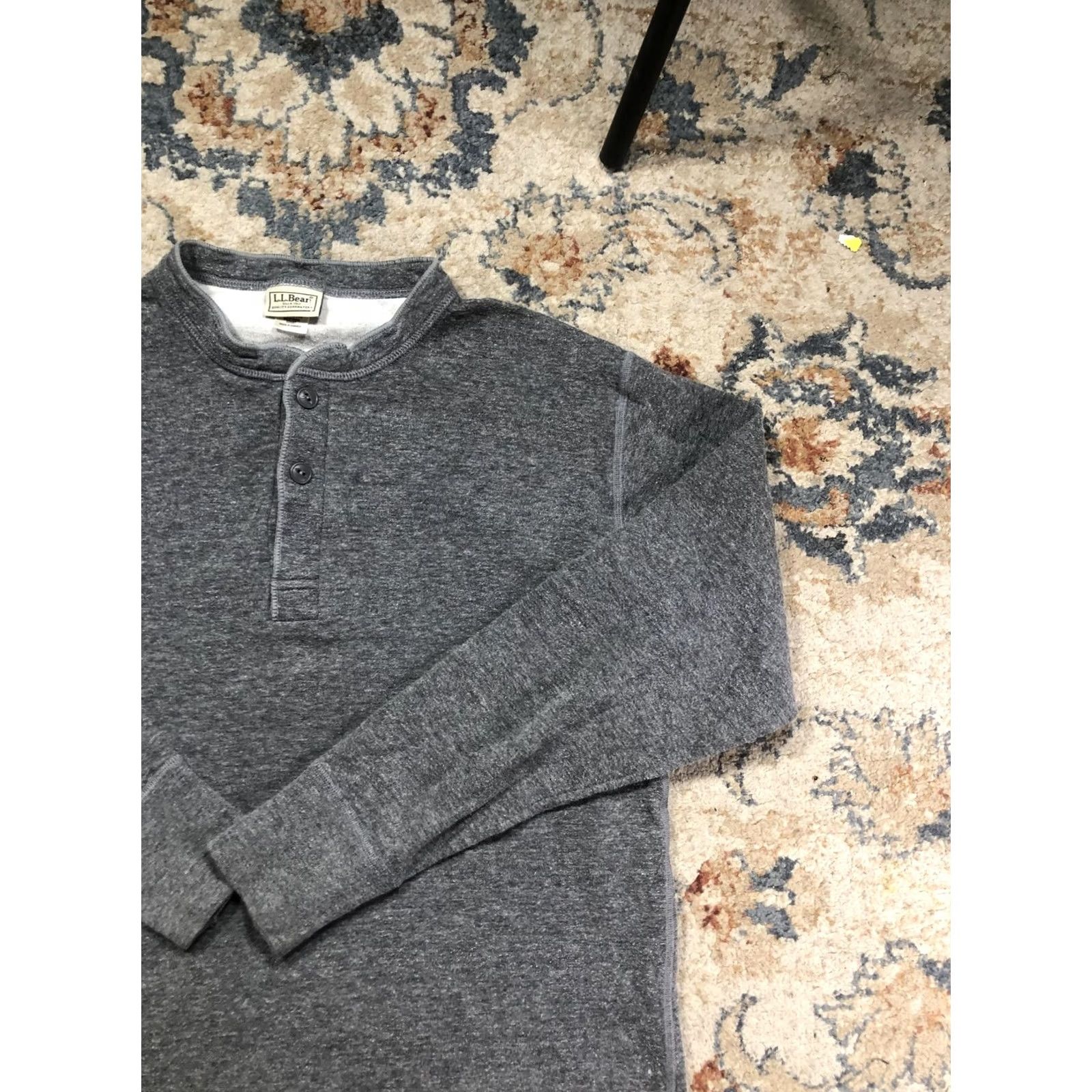 Vintage L.L.Bean Henley Shirt Mens Medium Gray Long Sleeve Thermal Tee Soft Knit Size US M / EU 48-50 / 2 - 4 Thumbnail