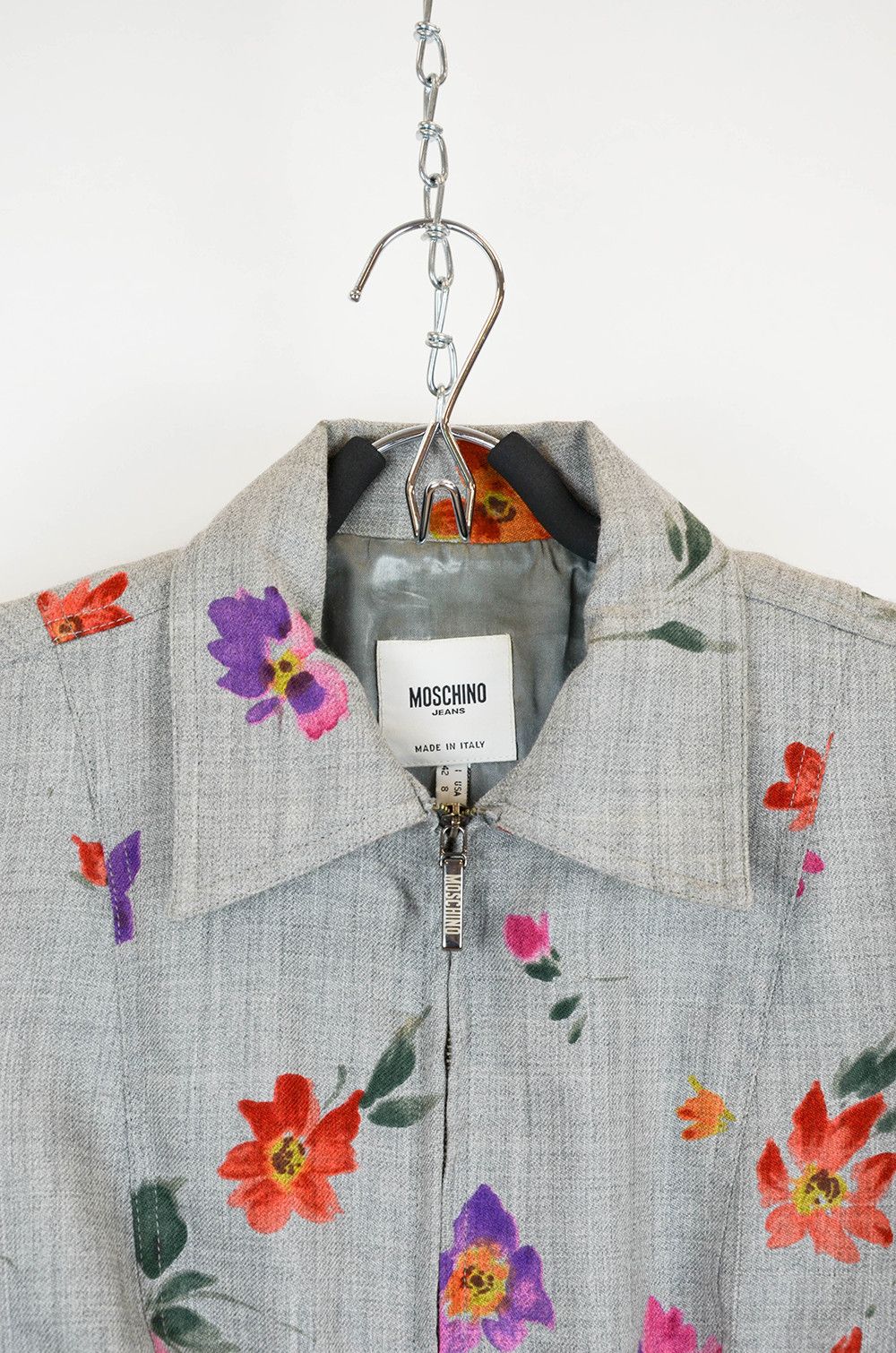 Moschino Moschino Jeans Floral Zip Jacket with Crochet Trim - IT42 Size M / US 6-8 / IT 42-44 - 5 Thumbnail
