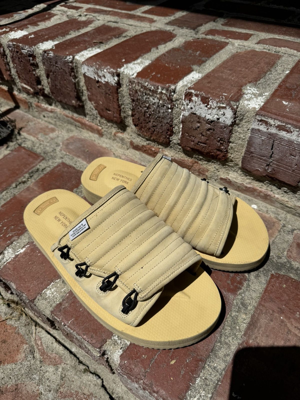 image of Needles Nepenthes Slip On Sandles Shoes in Yellow, Men's (Size 10)