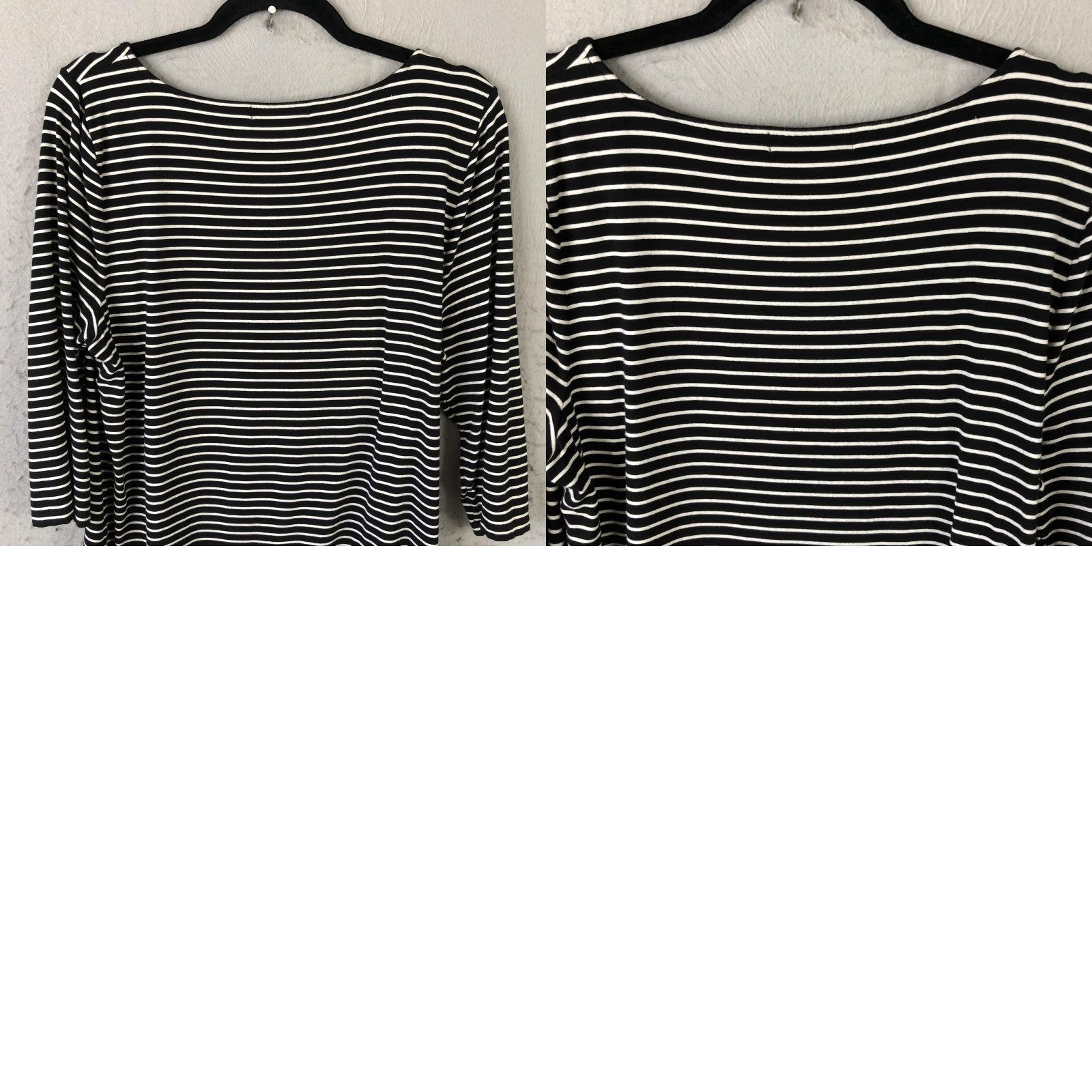 Ralph Lauren Lauren Ralph Lauren Shirt Womens 2X Black Stripe Boat Neck 3/4 Sleeve Stretch Size XXL / US 16-18 / IT 52-54 - 10 Thumbnail