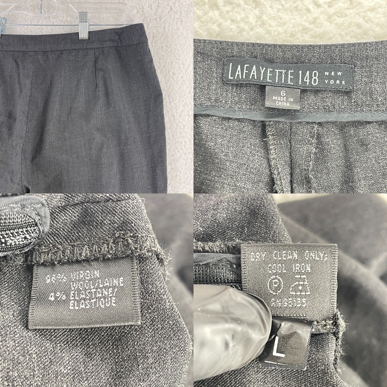 Vintage Lafayette 148 New York Gray Dress Pants Womens Size 6 Flat Front Ankle Straight Leg Wool Size 28" / US 6 / IT 42 - 9 Thumbnail