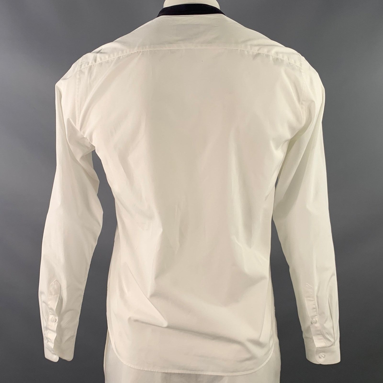 Sandro White Black Cotton Collarless Contrast Trim Long Sleeve Size US L / EU 52-54 / 3 - 3 Thumbnail