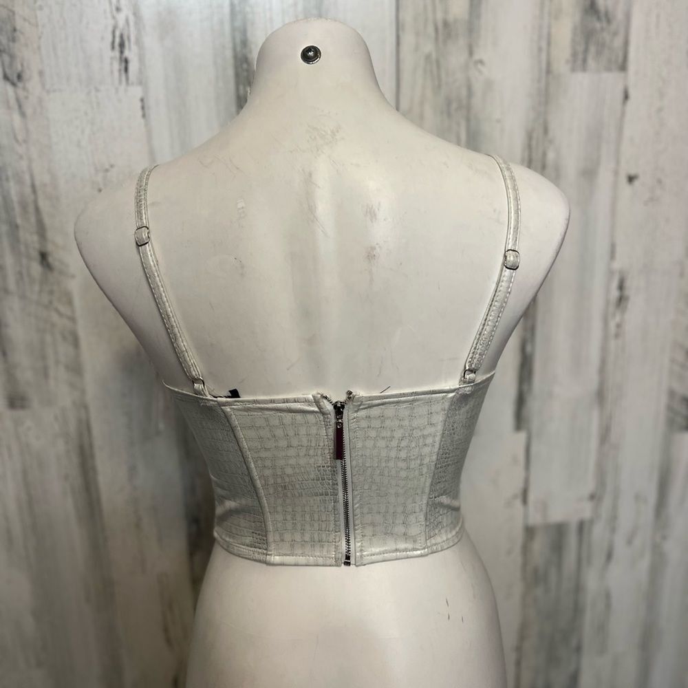 Other Ivy Rose Silver Faux Croc Corset Top – Bustier Crop Tank, Ad Size S / US 4 / IT 40 - 3 Thumbnail