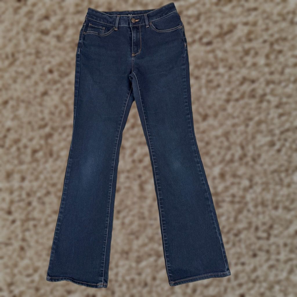 Vintage No Boundaries Jeans Juniors 7 Blue Denim Bootcut Dark Wash 27x30 Cotton Stretch 5-Pocket Womens Regular Size 28" / US 6 / IT 42 - 1 Thumbnail
