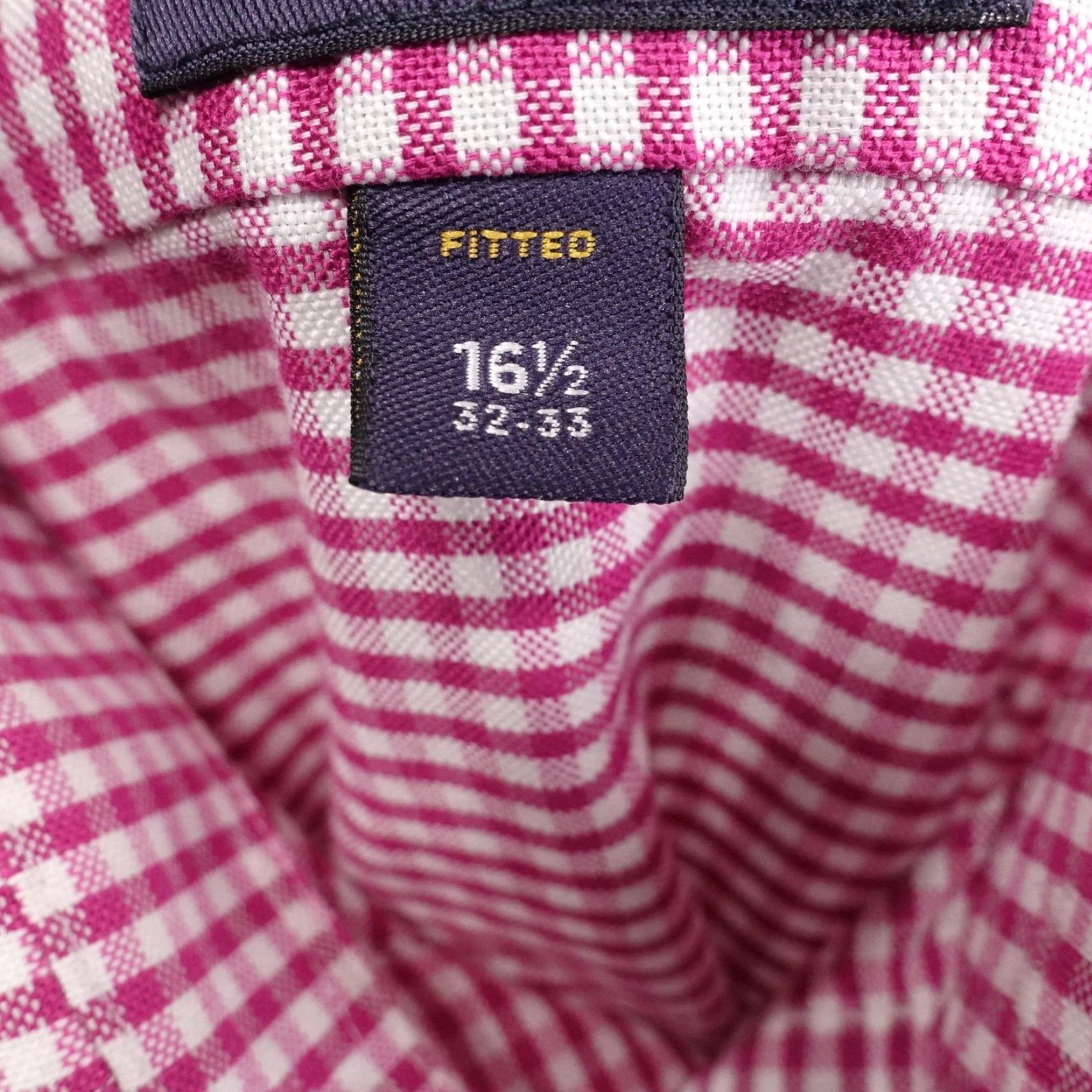 Stafford Stafford Dress Shirt Mens 16.5 32/33 Pink Gingham Slim Fit Wrinkle Free Oxford Button-Down Collar Size 46R - 7 Thumbnail