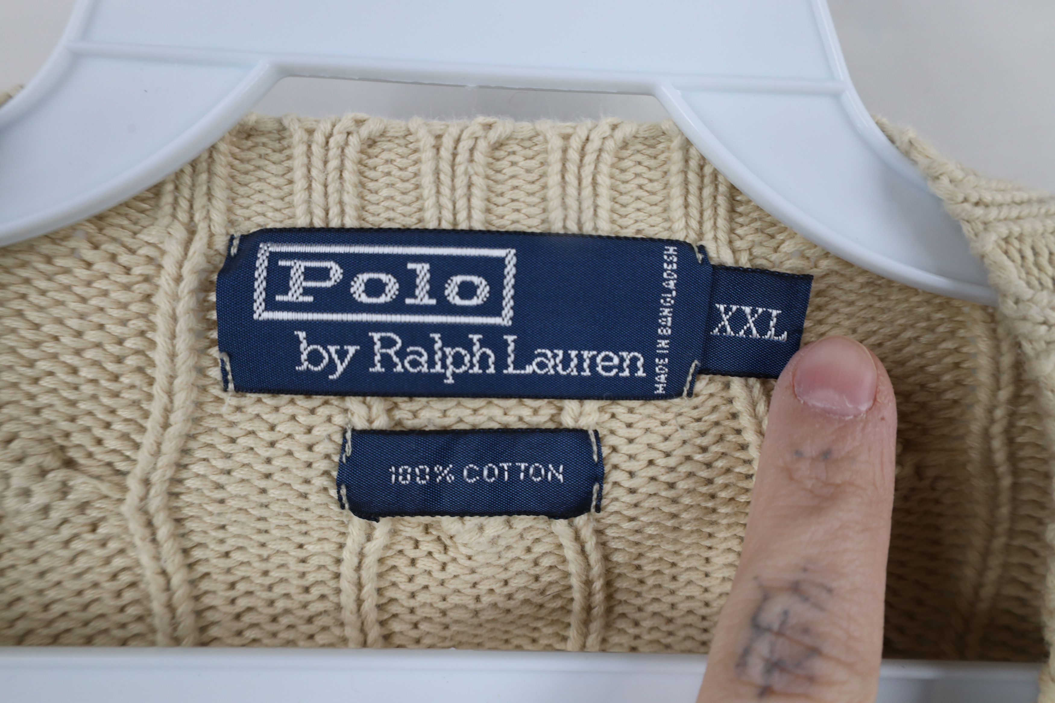 Ralph Lauren × Vintage Vintage 90s Ralph Lauren Chunky Cotton Cable Knit Sweater Size US XXL / EU 58 / 5 - 9 Thumbnail